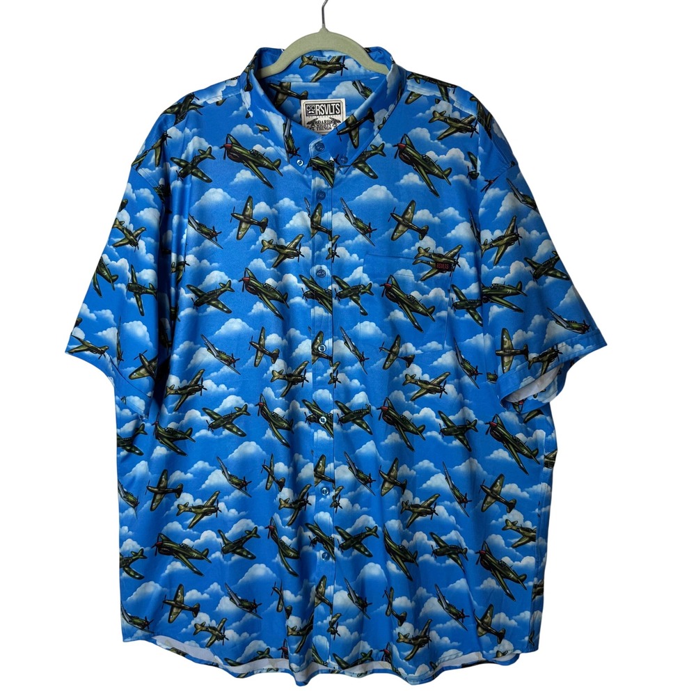 RSVLTS Button Shirt Men 3X P-40 Warhawk Aviation Airplane Military EXCELLENT